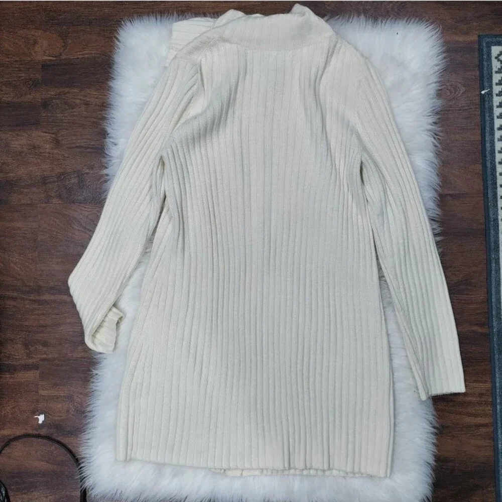 Banana Republic Italian Wool Cardigan L Ribbed Lagenlook Woolblend Preppy - Picture 6 of 11